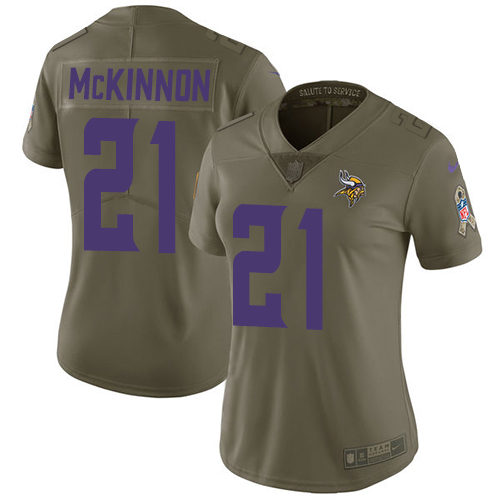 Nike Vikings #21 Jerick McKinnon Olive Women's Stitched NFL Limited Salute to Service Jersey
